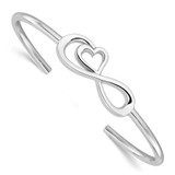 Image of Sterling Silver Rhodium-plated Heart Infinity Symbol Cuff Bracelet