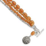 Image of Sterling Silver Oxidized Aventurine/Carnelian 4-Strand 8in Bracelet