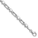 Image of Sterling Silver Rhodium-plated Polished Hearts and Squares Bracelet