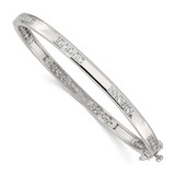 Image of Sterling Silver Rhodium-plated Clear CZ Oval Hinged Bangle Bracelet