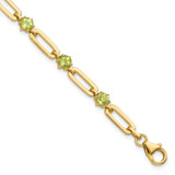 Image of Sterling Silver Gold-tone 5mm 3.6PE Peridot Paperclip Chain Bracelet