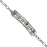 Image of Sterling Silver Rhodium-plated Rainbow Multi Gemstone 7.5in Bracelet