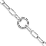 Image of Sterling Silver Rhodium-plated Paperclip CZ Circle with 1in ext. Bracelet