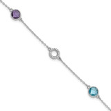 Image of Sterling Silver Rhodium-plated White Ice Diamond/BT/AM w/1IN Ext. Bracelet