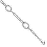 Image of Sterling Silver Rhodium-plated 7in w/1in ext Interlocking Circles Bracelet
