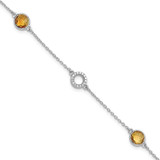 Image of Sterling Silver Rhodium-plated White Ice Diamond & Citrine 1IN Ext. Bracelet