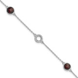 Image of Sterling Silver Rhodium-plated White Ice Diamond & Garnet w/1IN Ext. Bracelet