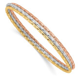 Image of Sterling Silver Rhodium-plated Gold Pink Diamond-cut Set of 3 Bangle Bracelets