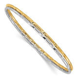 Image of Sterling Silver Rhodium-plated Gold-tone Diamond-cut Set of 2 Bangle Bracelets