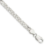 Image of Sterling Silver Polished Back/Satin Diamond-cut Front Fancy Byzantine Bracelet