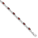 Image of Sterling Silver Rhodium-plated Garnet Bracelet QX842GA