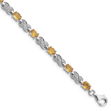 Image of Sterling Silver Rhodium-plated Citrine Bracelet QX851CI