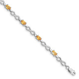 Image of Sterling Silver Rhodium-plated Citrine Bracelet QX837CI