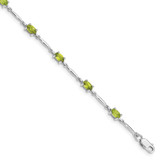 Image of Sterling Silver Rhodium-plated Peridot Bracelet QX843PE