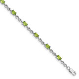 Image of Sterling Silver Rhodium-plated Peridot Bracelet QX840PE