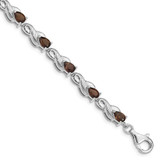 Image of Sterling Silver Rhodium-plated Smoky Quartz Bracelet QX864SQ