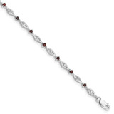 Image of Sterling Silver Rhodium-plated Garnet Diamond Bracelet QX834GA