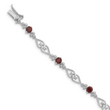 Image of Sterling Silver Rhodium-plated Diamond Garnet Bracelet