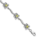 Image of Sterling Silver Rhodium-plated Floral Peridot Bracelet