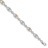 Image of Sterling Silver Rhodium-plated Citrine Diamond Bracelet