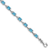 Image of Sterling Silver Rhodium-plated Rectangular Blue Topaz Bracelet