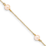 Image of 14K Yellow Gold Madi K 5-6mm Pink Round Freshwater Cultured Pearl 3-station Bracelet