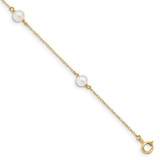 Image of 14K Yellow Gold Madi K 5-6mm White Round Freshwater Cultured Pearl 3-station Bracelet