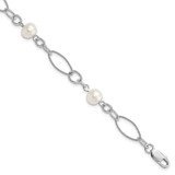 Image of Sterling Silver Rhodium-plated Freshwater Cultured Pearl Bracelet