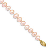 Image of 14K Yellow Gold 7-8mm Pink Near Round Freshwater Cultured Pearl Bracelet