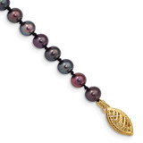Image of 14K Yellow Gold 4-5mm Black Near Round Freshwater Cultured Pearl Bracelet