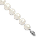 Image of Sterling Silver Rhodium-plated 11-12mm White Freshwater Cultured Pearl Bracelet