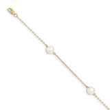 Image of 14K Yellow Gold 7-8mm White Near Round Freshwater Cultured Pearl 3-station Bracelet