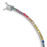 Image of Prizma Sterling Silver Rhodium-plated 7 inch 3mm Colorful CZ Tennis Bracelet