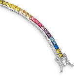 Image of Prizma Sterling Silver Rhodium-plated 7.25 inch Channel-Set Colorful CZ Bracelet
