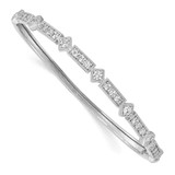 Image of Sterling Shimmer Sterling Silver Rhodium-plated 25 Stone CZ Hinged Bangle Bracelet QB1348