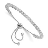 Image of Sterling Shimmer Sterling Silver Rhodium-plated 39 Stone CZ Adjustable Bracelet