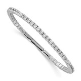 Image of Sterling Shimmer Sterling Silver Rhodium-plated 56 Stone CZ Flexible Bangle Bracelet