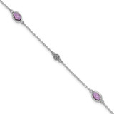 Image of White Ice Sterling Silver Rhodium-plated 7.5 Inch Amethyst and Diamond Bracelet with 1.25 Inch Extender