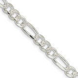 Image of Sterling Silver 5.5mm Pave Flat Figaro Chain QFF150-18