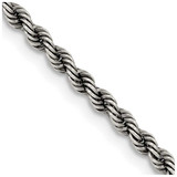 Image of Sterling Silver Ruthenium-plated 2.5mm Rope Chain QFC210-24