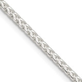 Image of Sterling Silver 2.55mm Diamond-cut Square Franco Chain QQF080-20