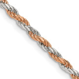 Image of Sterling Silver And Rose Vermeil 2.5mm Diamond-cut Rope Chain QDCR060-20