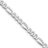 Image of Sterling Silver Rhodium-plated 4.5mm Lightweight Flat Figaro Chain QMB120R-28