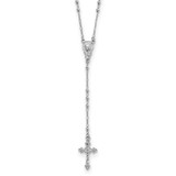 Image of Sterling Silver Rhodium-plated Polished Beaded Rosary