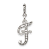 Image of 1928 Silver-tone Crystal Initial F Spring Ring Charm