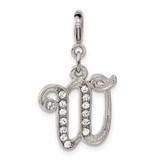 Image of 1928 Silver-tone Crystal Initial W Spring Ring Charm