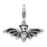 Image of Sterling Silver Amore La Vita Rhodium-plated Antiqued 3-D Bat Charm