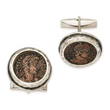 Image of Ancient Coins Sterling Silver and Bronze Antiqued Roman Coin Cufflinks with a Certificate of Authenticity