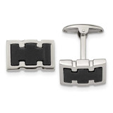 Image of Stainless Steel Brushed and Polished Black IP-plated Cufflinks SRC334