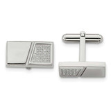 Image of Stainless Steel Polished CZ Rectangle Cufflinks